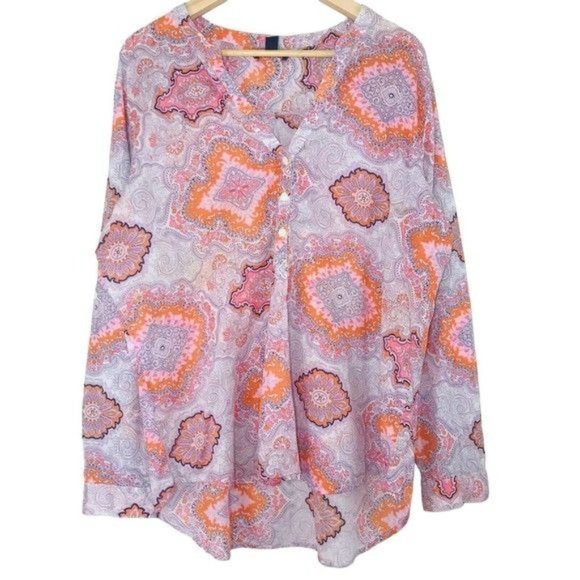OLD NAVY 100% Cotton Mandarin Boho Blouse Size X-Large - Picture 1 of 10